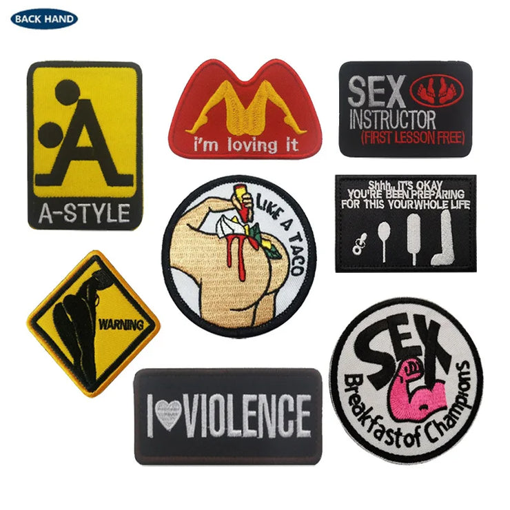 A-Style Position Sexy Patch Sex Instructor First Lesson Free Funny Hilarious Motorcycle Biker LOVING Applique Badge
