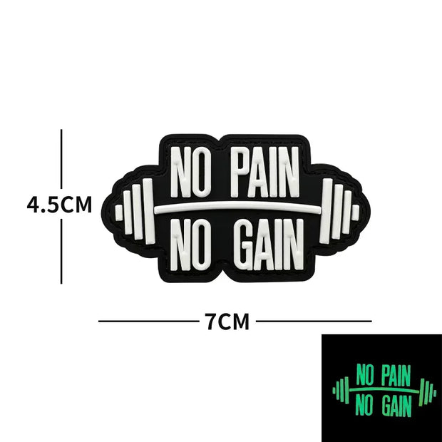 No Pain No Gain Fitness and Sports Series Tactical Embroidered Patches Bench Press Armband Backpack Badge with Hook Backing