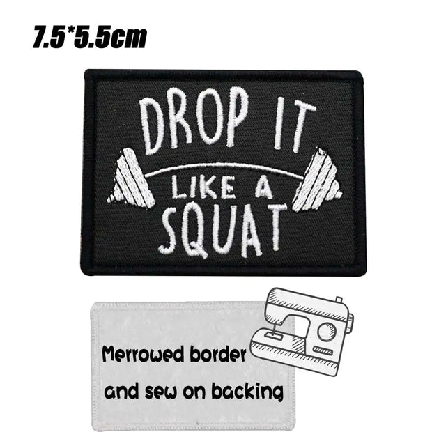 Deadlift Embroidered Patch Hook & Loop Sew on Embroidery Military Badge