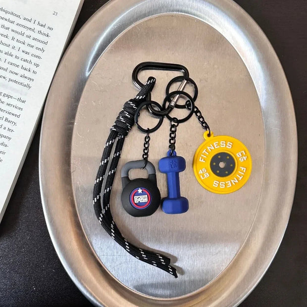 Mini Barbell Plates Key Chain with D-shaped Buckle Kettlebells Simulation Dumbbells Keyring Water Cups Creative