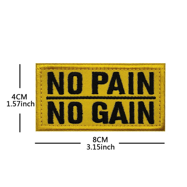 NO PAIN NO GAIN GYM fitness Embroidered luminous PVC Patch Outdoor Morale armband Hook Loop Backpack Tactical Badge Applique