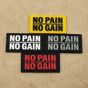White Glow In Dark PVC Rubber No Pain No Gain Proverb Effort Motivational Phrases Embroidery Patches Appliques Reflective Badges