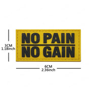 White Glow In Dark PVC Rubber No Pain No Gain Proverb Effort Motivational Phrases Embroidery Patches Appliques Reflective Badges