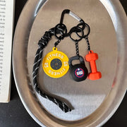 Mini Barbell Plates Key Chain with D-shaped Buckle Kettlebells Simulation Dumbbells Keyring Water Cups Creative