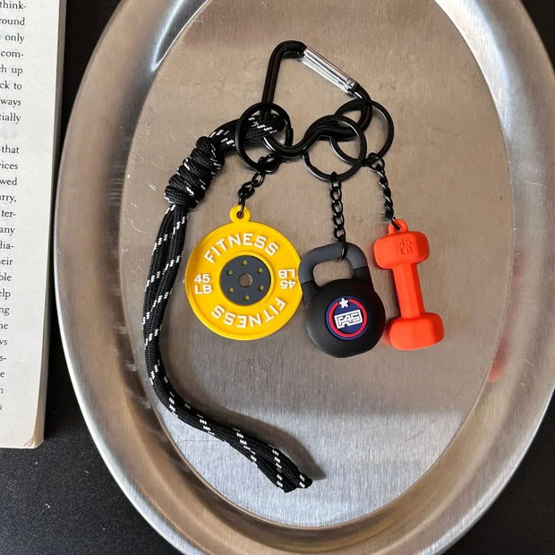 Mini Barbell Plates Key Chain with D-shaped Buckle Kettlebells Simulation Dumbbells Keyring Water Cups Creative