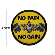 No Pain No Gain Fitness and Sports Series Tactical Embroidered Patches Bench Press Armband Backpack Badge with Hook Backing