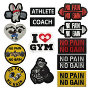 No Pain No Gain Fitness and Sports Series Tactical Embroidered Patches Bench Press Armband Backpack Badge with Hook Backing