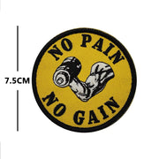 No Pain No Gain Fitness and Sports Series Tactical Embroidered Patches Bench Press Armband Backpack Badge with Hook Backing