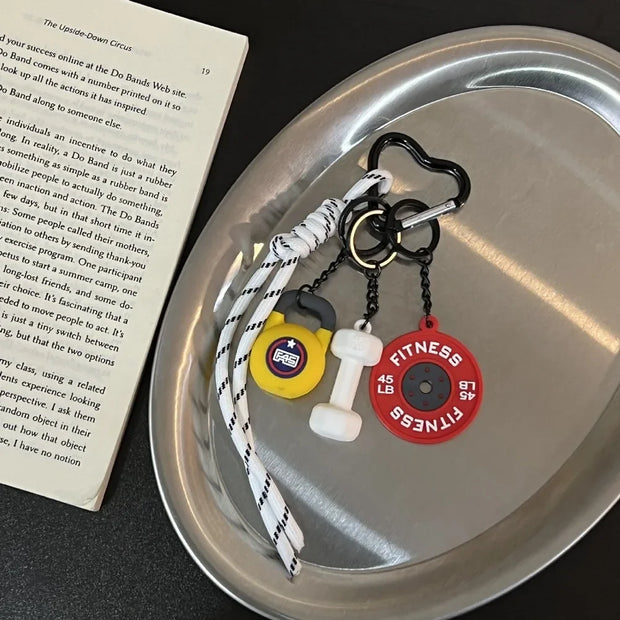 Mini Barbell Plates Key Chain with D-shaped Buckle Kettlebells Simulation Dumbbells Keyring Water Cups Creative