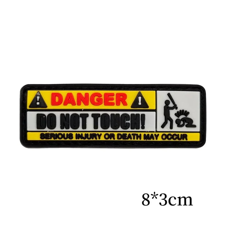 3D PVC Klett Patches DO NOT TOUCH MY BAG WARNING Tactical Morale Badges on Backpack Sticker Military Patches and Applique Emblem