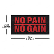 White Glow In Dark PVC Rubber No Pain No Gain Proverb Effort Motivational Phrases Embroidery Patches Appliques Reflective Badges