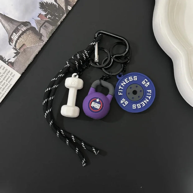 Mini Barbell Plates Key Chain with D-shaped Buckle Kettlebells Simulation Dumbbells Keyring Water Cups Creative