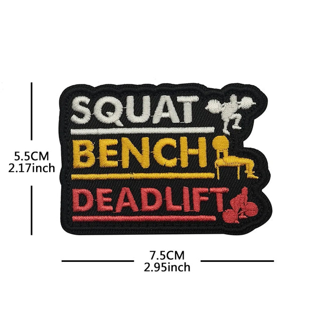 No Pain No Gain Fitness and Sports Series Tactical Embroidered Patches Bench Press Armband Backpack Badge with Hook Backing