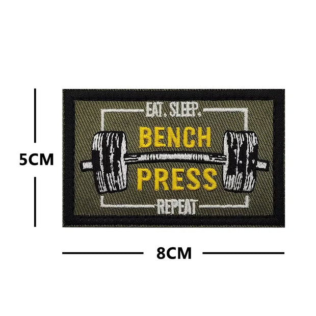 No Pain No Gain Fitness and Sports Series Tactical Embroidered Patches Bench Press Armband Backpack Badge with Hook Backing