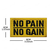 White Glow In Dark PVC Rubber No Pain No Gain Proverb Effort Motivational Phrases Embroidery Patches Appliques Reflective Badges