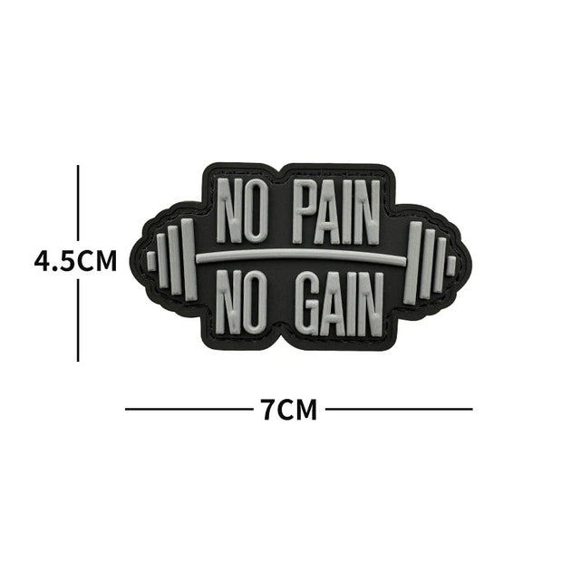 NO PAIN NO GAIN GYM fitness Embroidered luminous PVC Patch Outdoor Morale armband Hook Loop Backpack Tactical Badge Applique