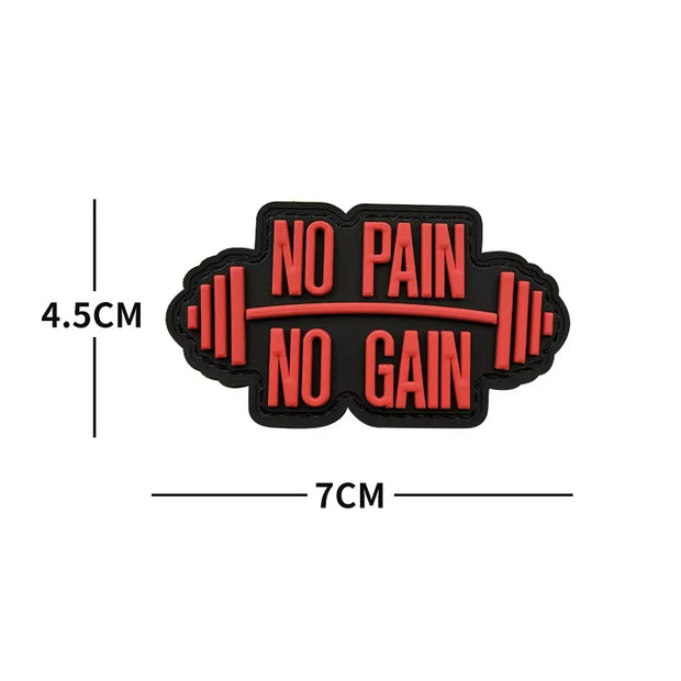 No Pain No Gain Fitness and Sports Series Tactical Embroidered Patches Bench Press Armband Backpack Badge with Hook Backing