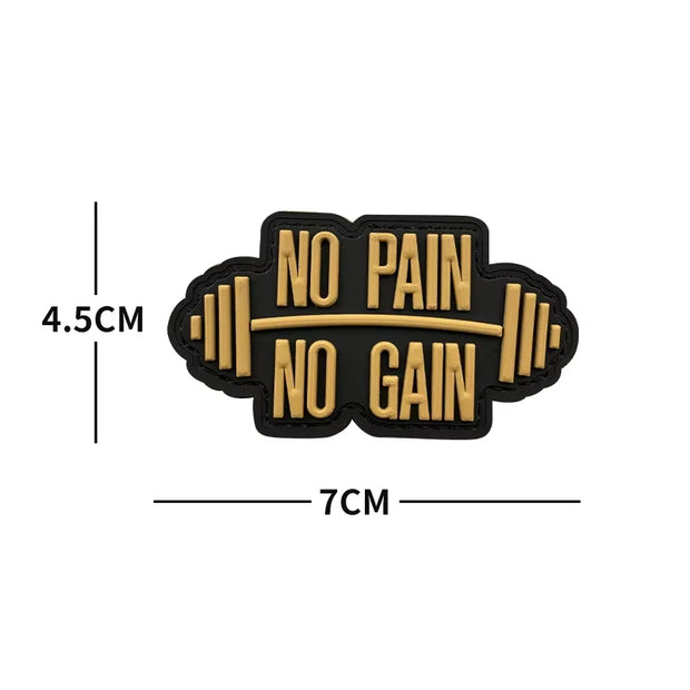No Pain No Gain Fitness and Sports Series Tactical Embroidered Patches Bench Press Armband Backpack Badge with Hook Backing