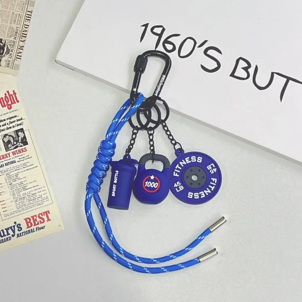 Mini Barbell Plates Key Chain with D-shaped Buckle Kettlebells Simulation Dumbbells Keyring Water Cups Creative